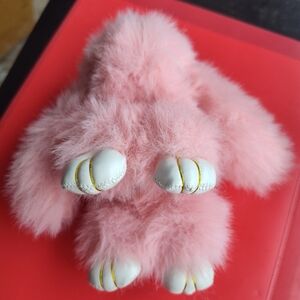 Pink Fluffy Bunny Keychain